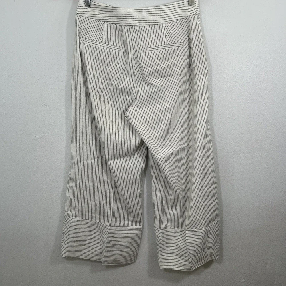 Banana Republic Pants Womens 4 Linen Blend Striped Wide Leg  Preppy Office Siren